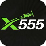 X555 Game APK logo featuring a green airplane taking off from the letter “X”